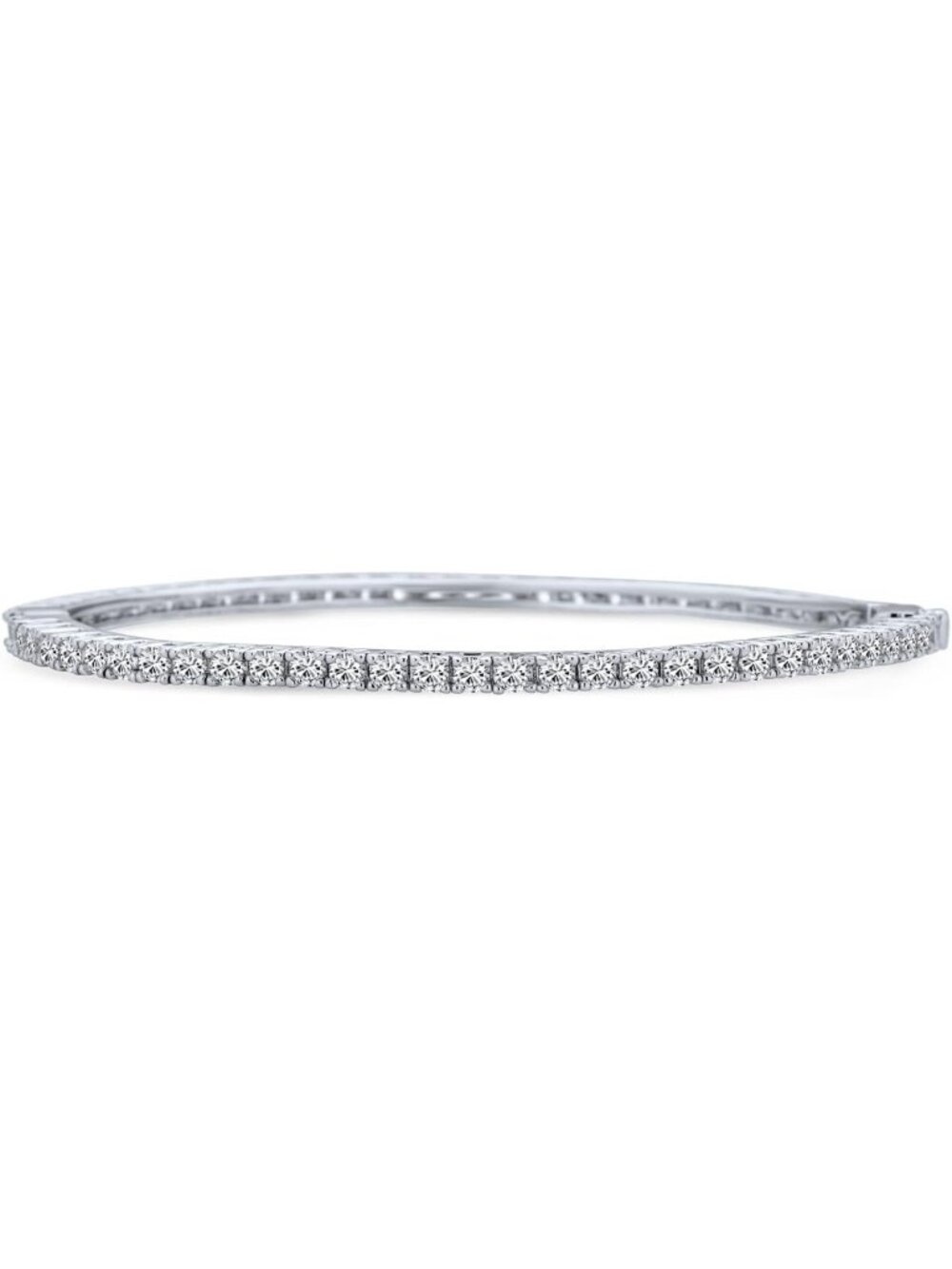 Stunning Princess-Cut CZ Eternity Tennis Bangle Bracelet - Stackable Silver